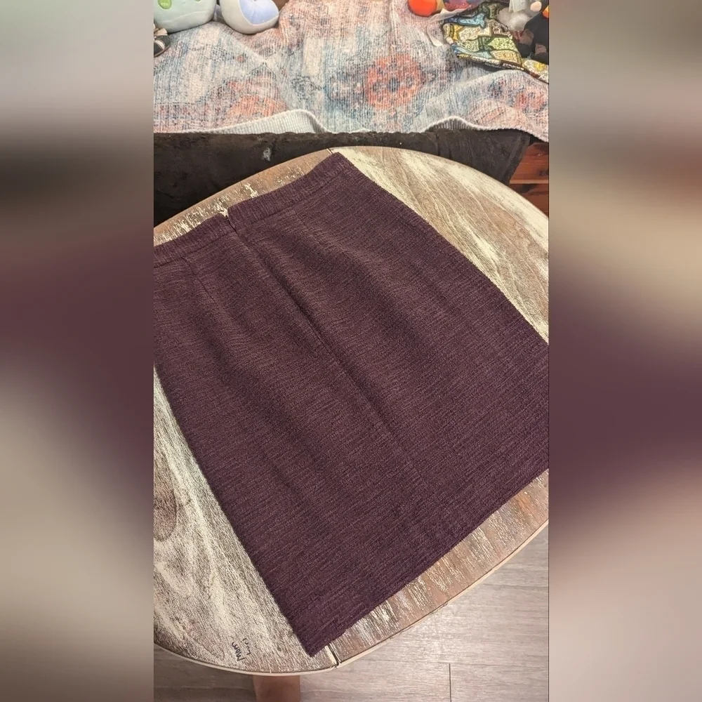 Womens Plum Purple Pencil Skirt with Button Detail - Career Office‎ Chic